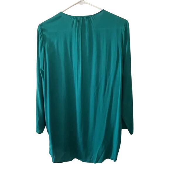 Michael Michael Kors Peasant Retro Gold Stud Detail XS Teal Boho Blouse NWT - Picture 2 of 8